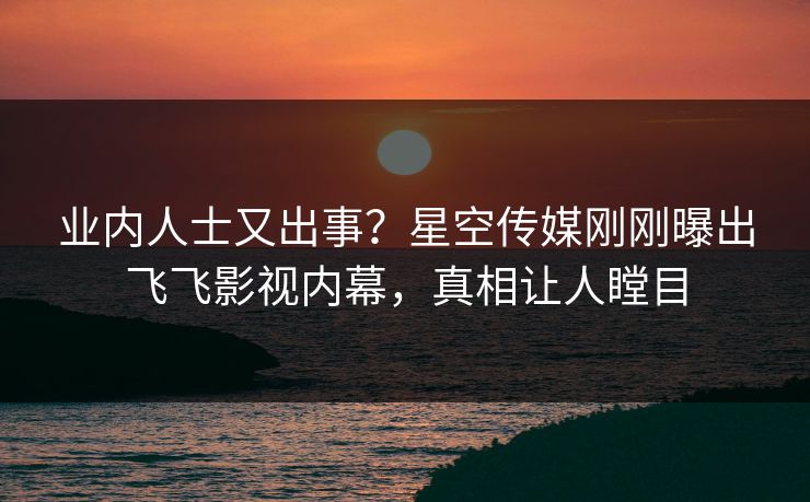 业内人士又出事？星空传媒刚刚曝出飞飞影视内幕，真相让人瞠目