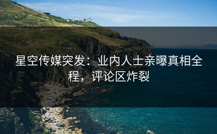 星空传媒突发：业内人士亲曝真相全程，评论区炸裂