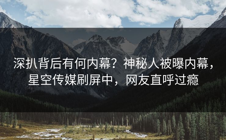 深扒背后有何内幕？神秘人被曝内幕，星空传媒刷屏中，网友直呼过瘾