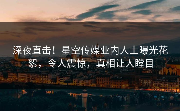 深夜直击！星空传媒业内人士曝光花絮，令人震惊，真相让人瞠目