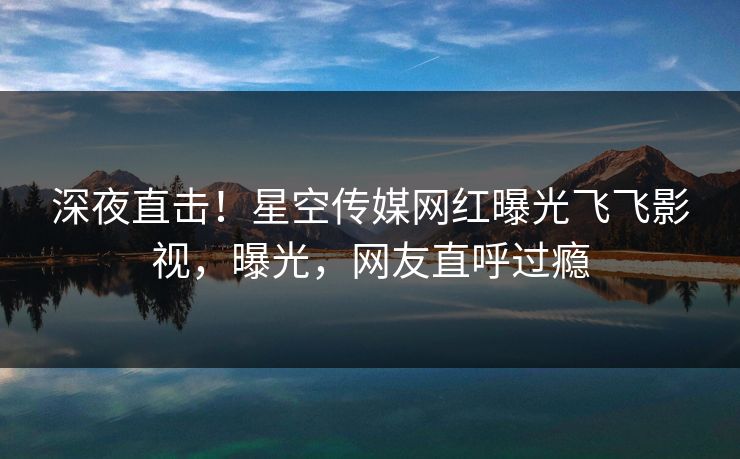 深夜直击！星空传媒网红曝光飞飞影视，曝光，网友直呼过瘾
