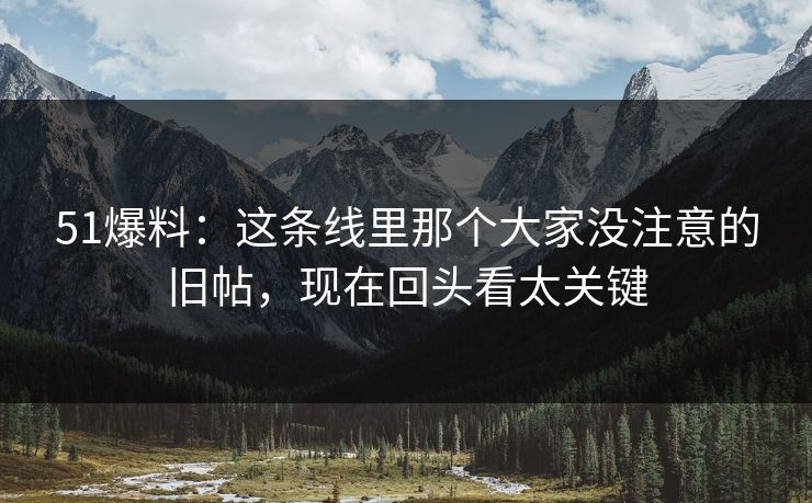 51爆料：这条线里那个大家没注意的旧帖，现在回头看太关键